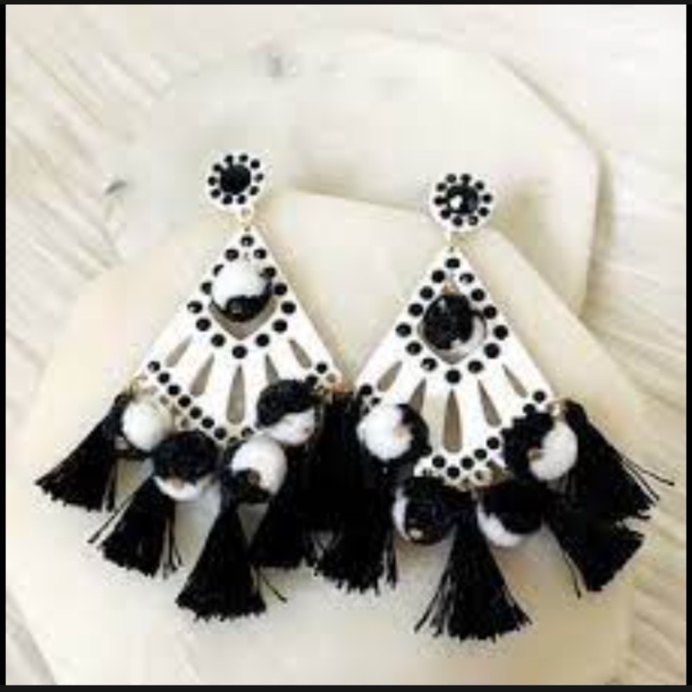 Rebecca Minkoff Tassel Earrings, Black & White